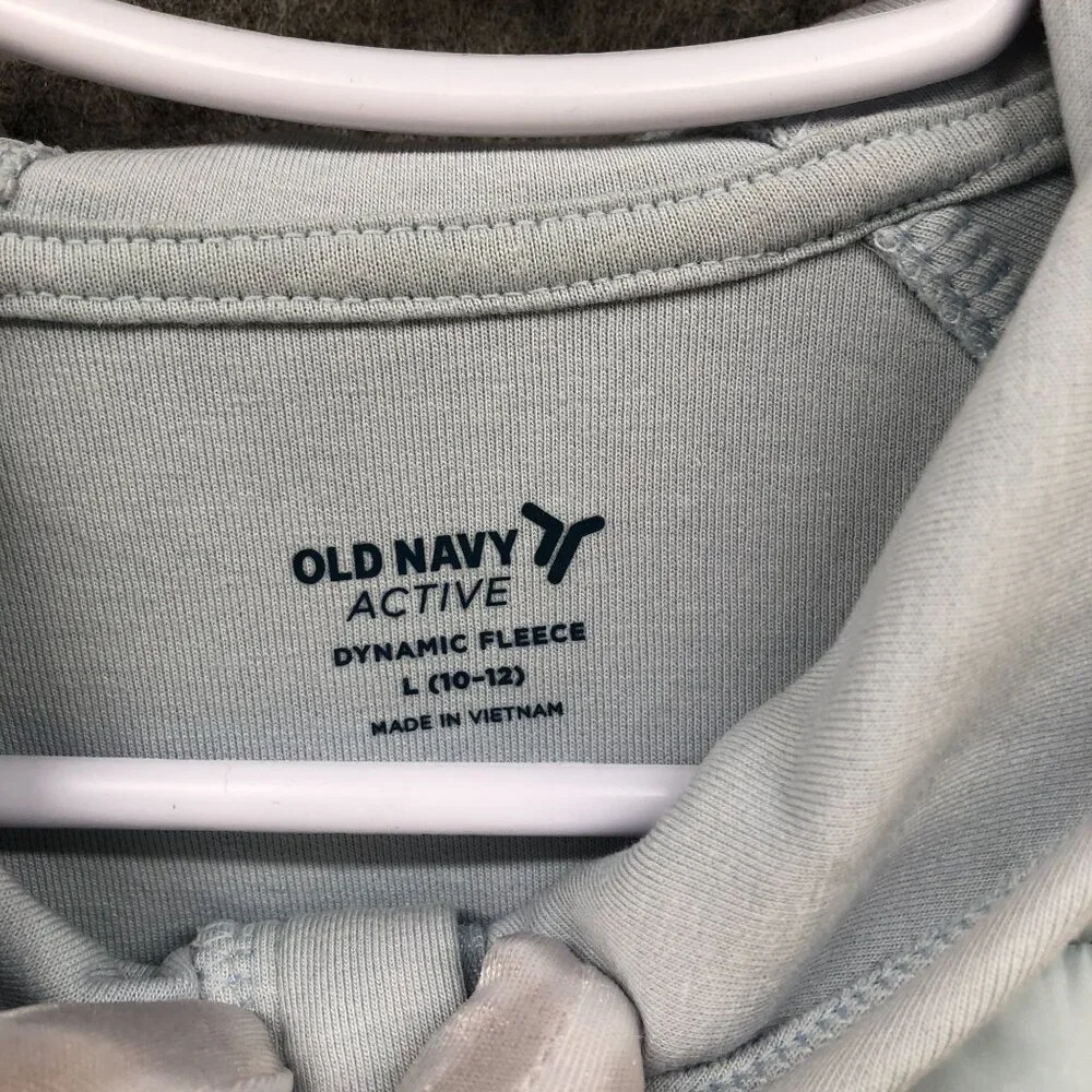 Old Navy Dynamic Fleece Jacket Girls Size L 10-12 Blue Hoodie Zip Quilted Active
